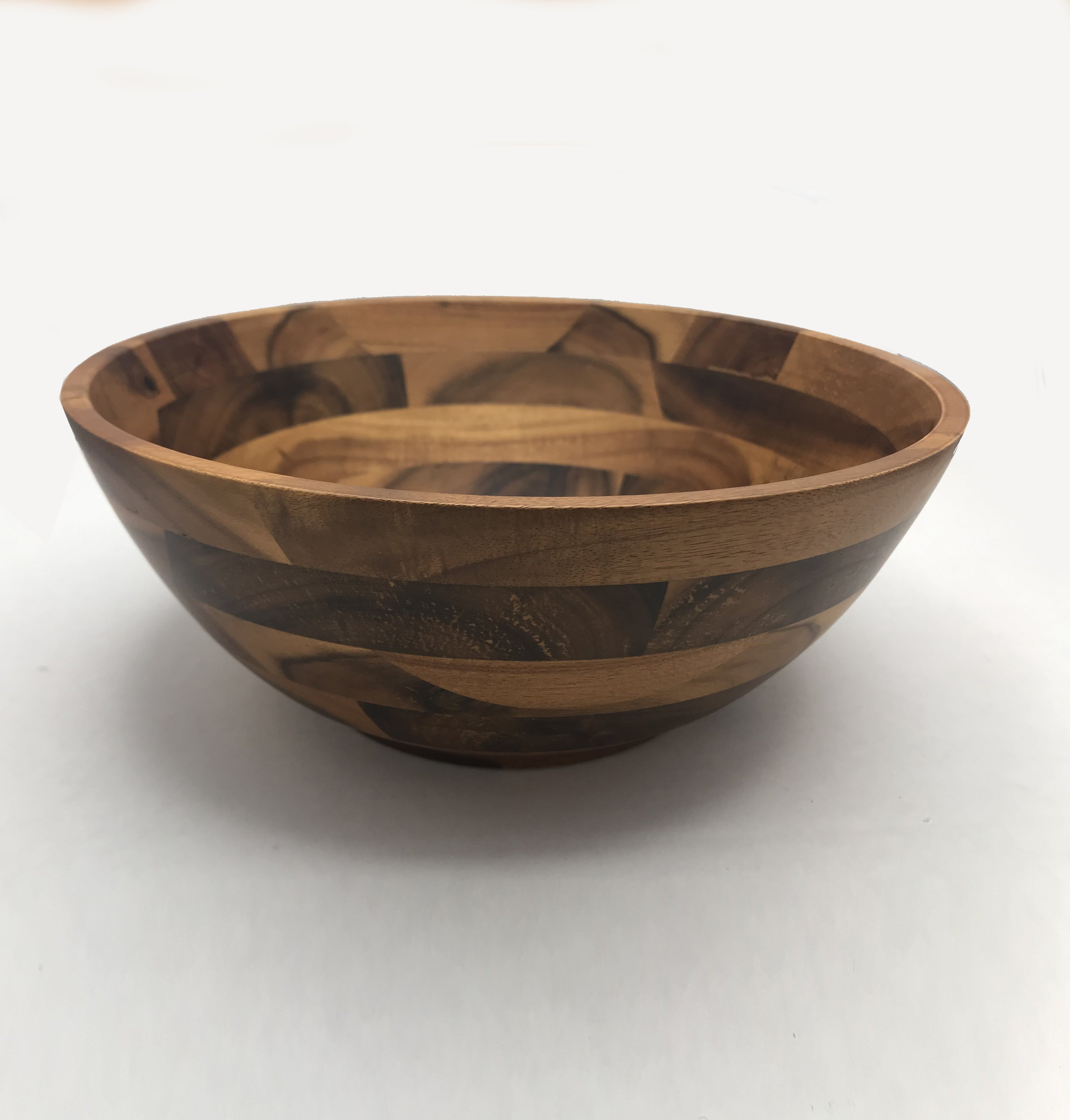 Zavis Green Acacia Wood Round Salad Bowl - 10" (Set of 6)