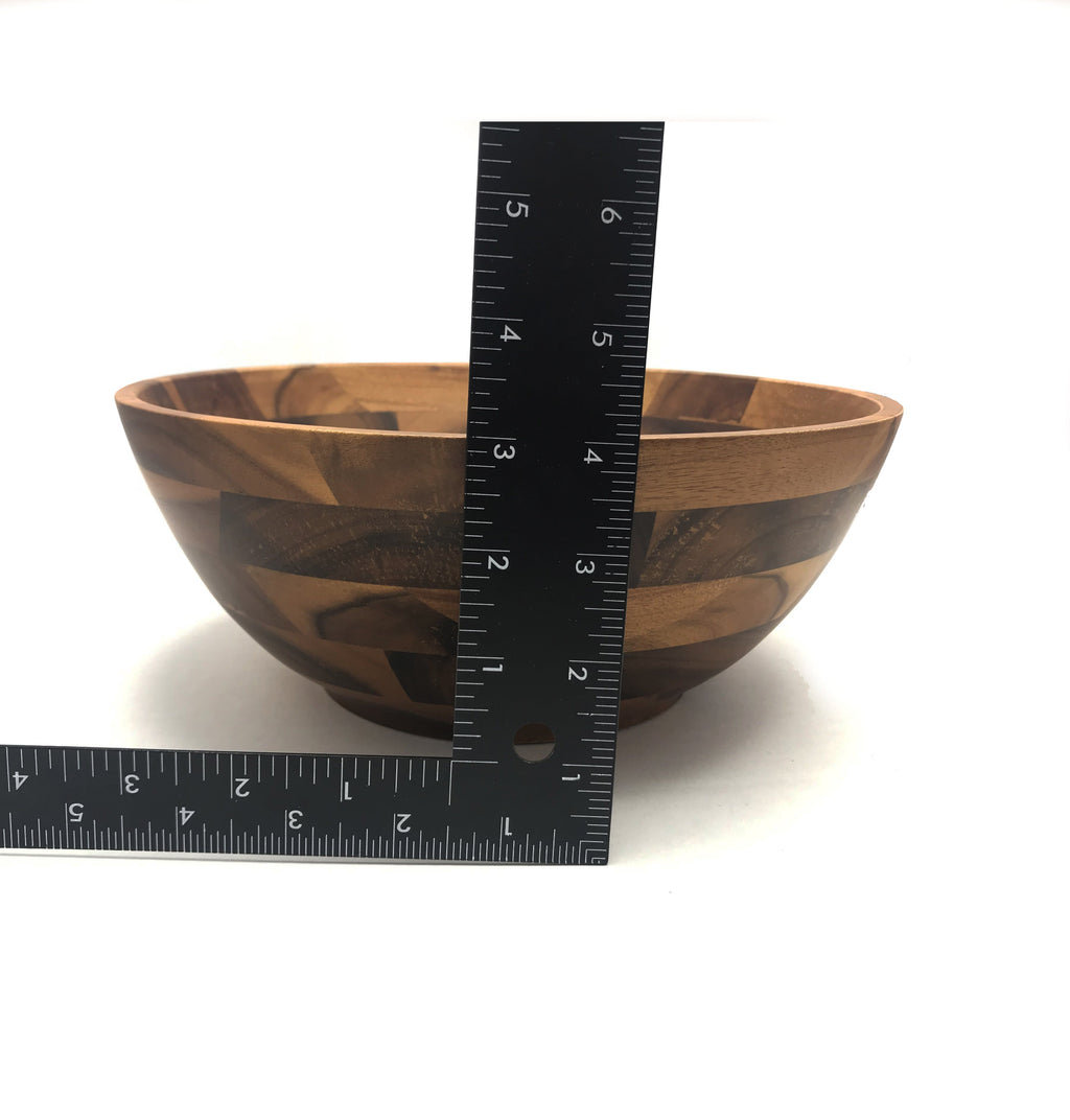 Zavis Green Acacia Wood Round Salad Bowl - 10" (Set of 6)