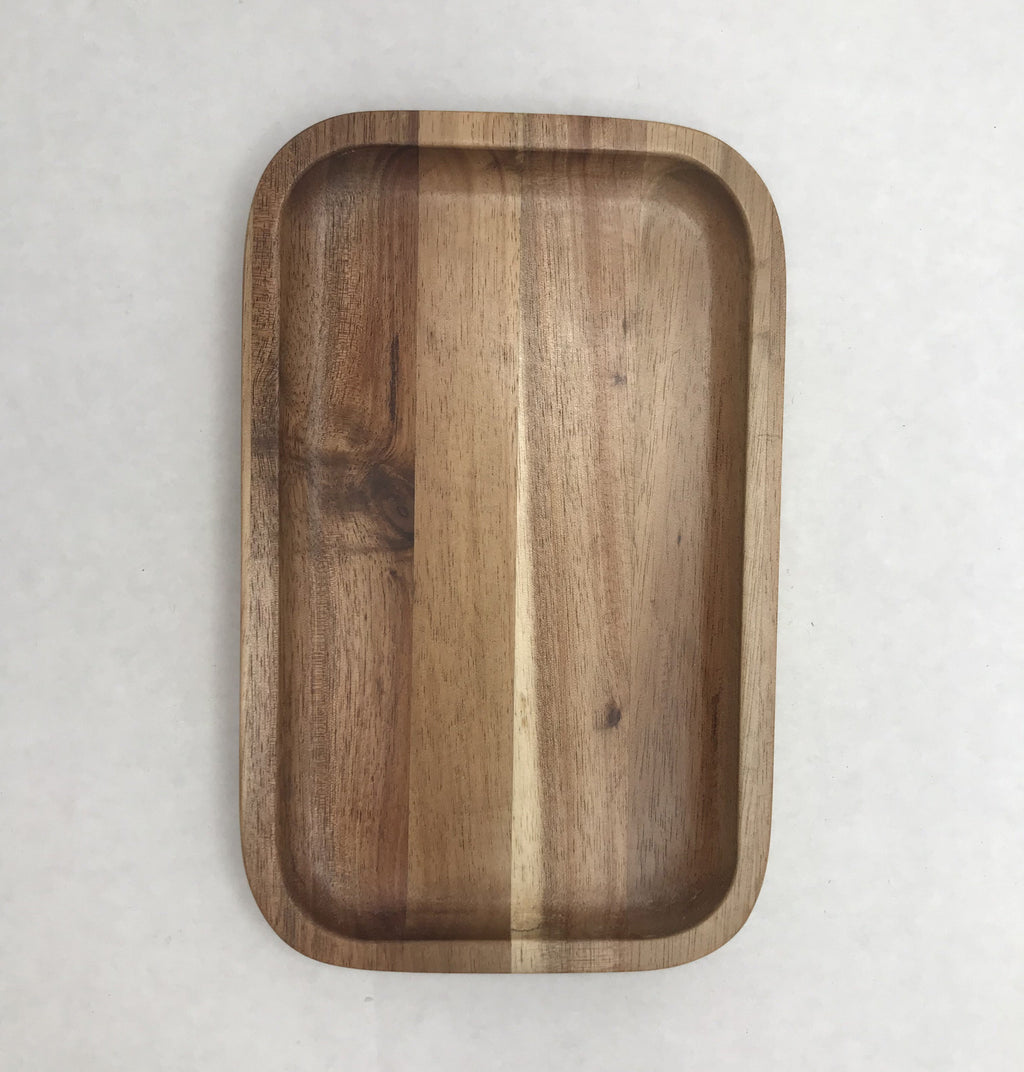 Zavis Green Acacia Wood Serving rectangle Stackable Tray / Dish