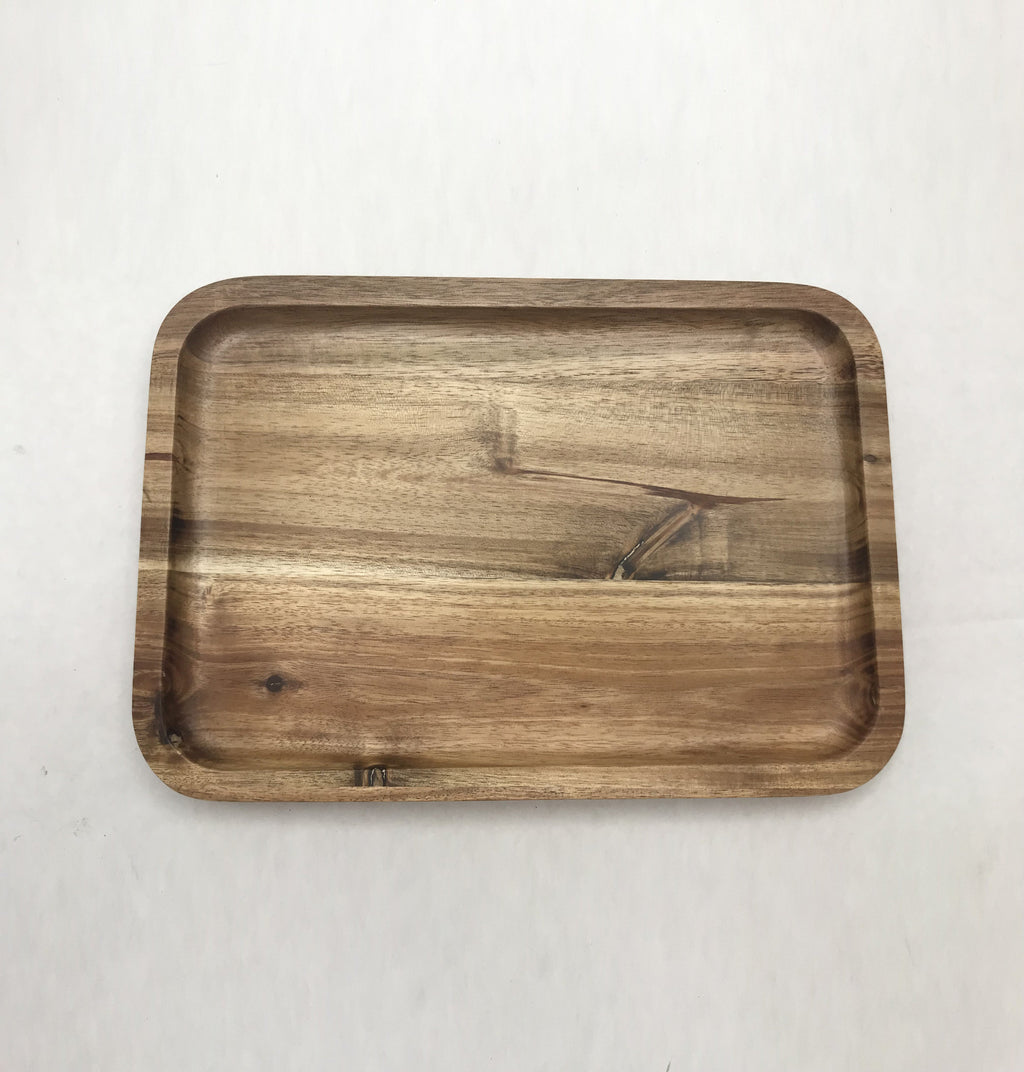 Zavis Green Acacia Wood Serving Rectangle Stackable Tray / Dish