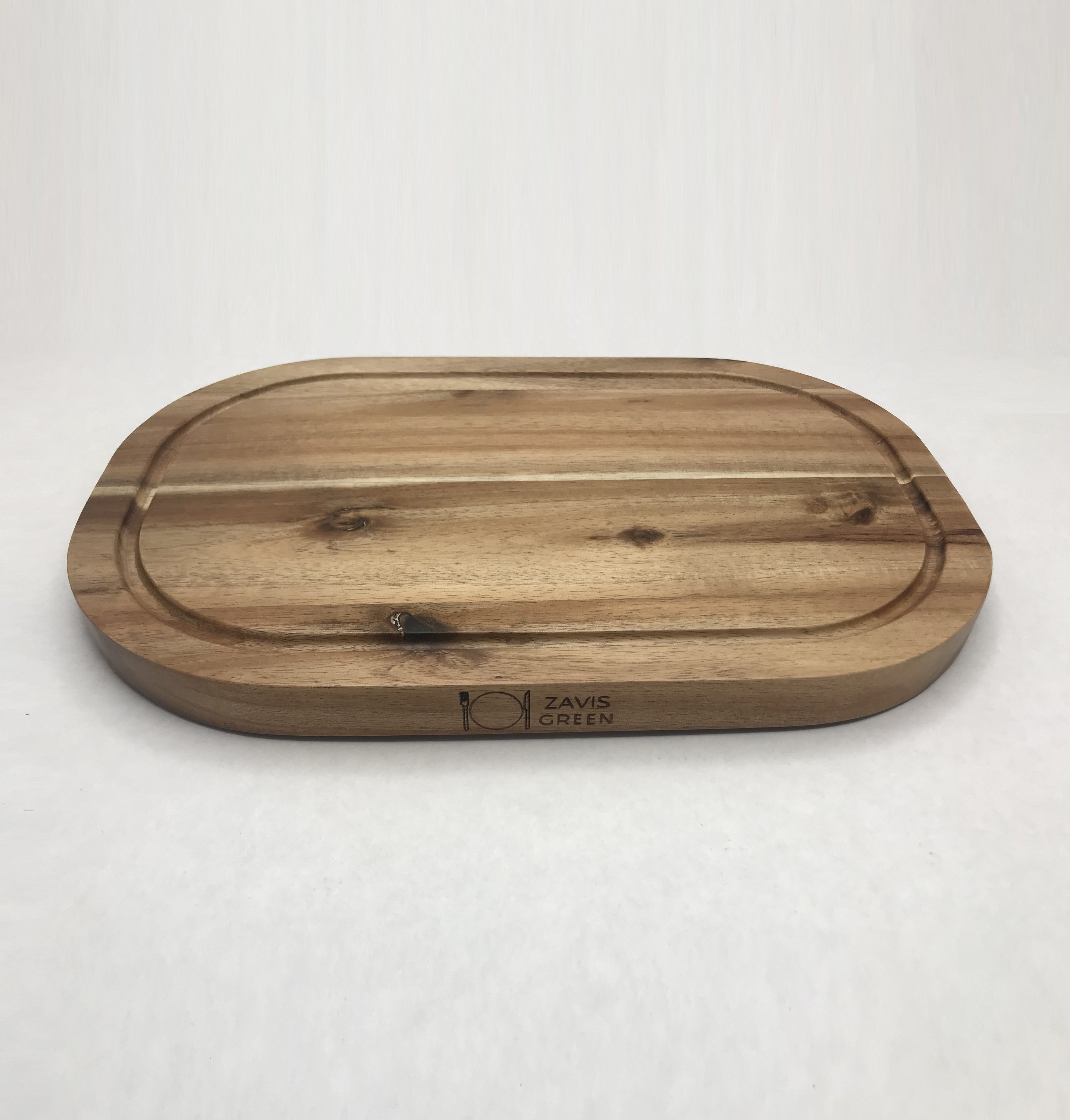 Zavis Green Acacia Wood Serving Rounded Cutting Board With Juice Groove