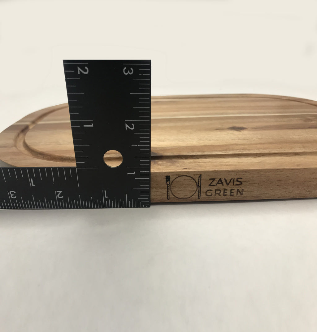 Zavis Green Acacia Wood Serving Rounded Cutting Board With Juice Groove
