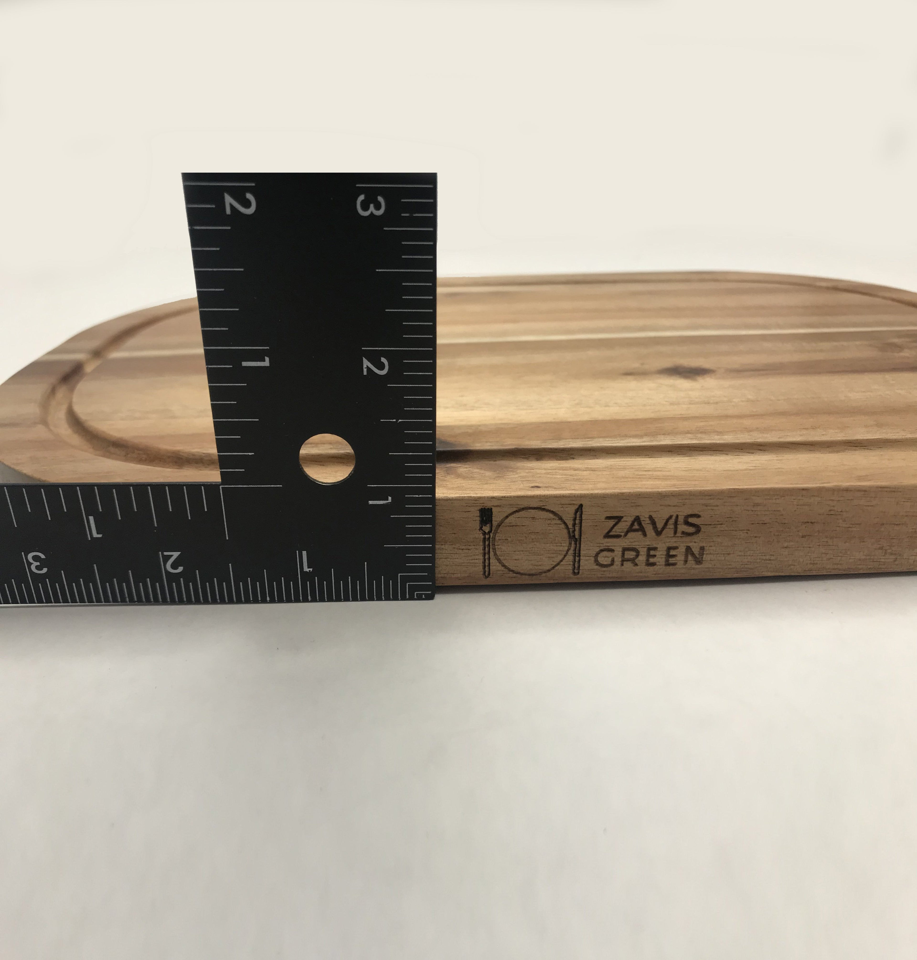 Zavis Green Acacia Wood Serving Rounded Cutting Board With Juice Groove