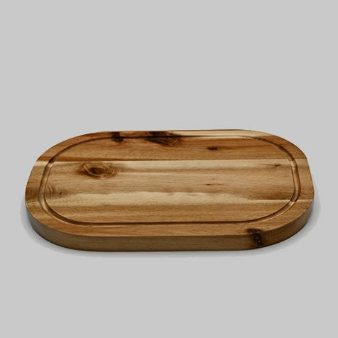 Zavis Green Acacia Wood Serving Rounded Cutting Board With Juice Groove