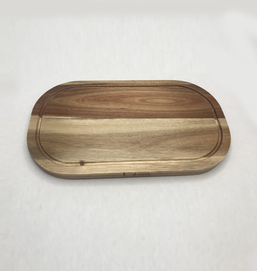 Zavis Green Acacia Wood Serving Rounded Cutting Board With Juice Groove