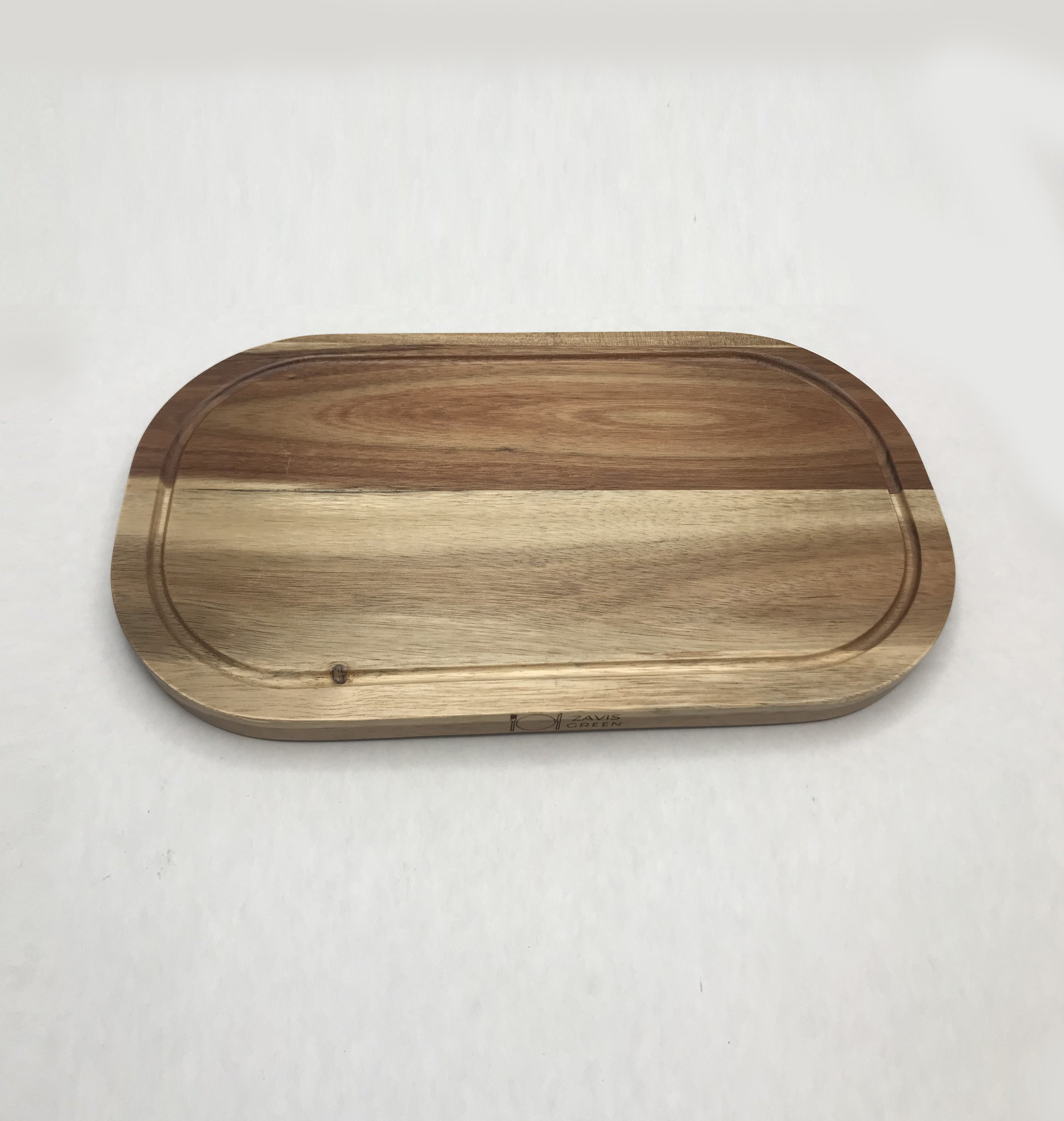 Zavis Green Acacia Wood Serving Rounded Cutting Board With Juice Groove