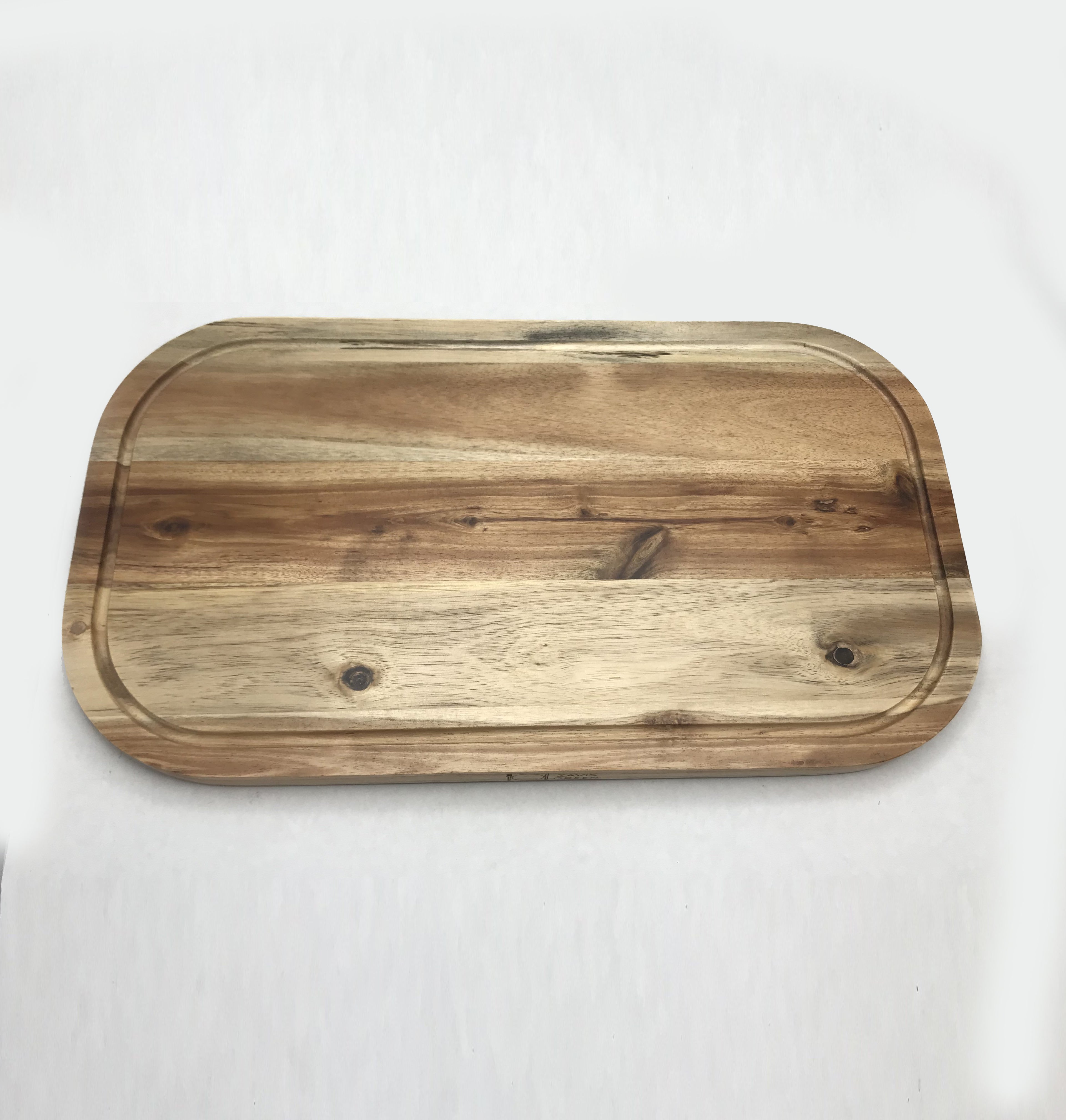 Zavis Green Acacia Wood Serving Rounded Cutting Board with Juice Groove