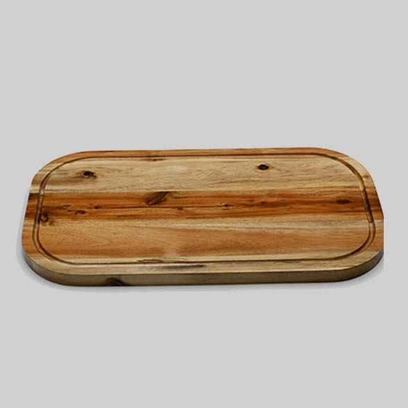 Zavis Green Acacia Wood Serving Rounded Cutting Board with Juice Groove