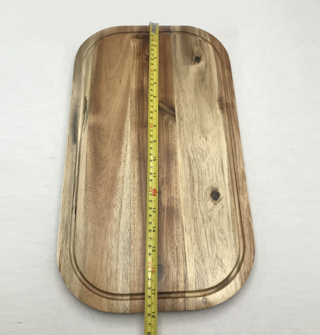 Zavis Green Acacia Wood Serving Rounded Cutting Board with Juice Groove