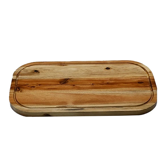 Zavis Green Acacia Wood Serving Rounded Cutting Board with Juice Groove