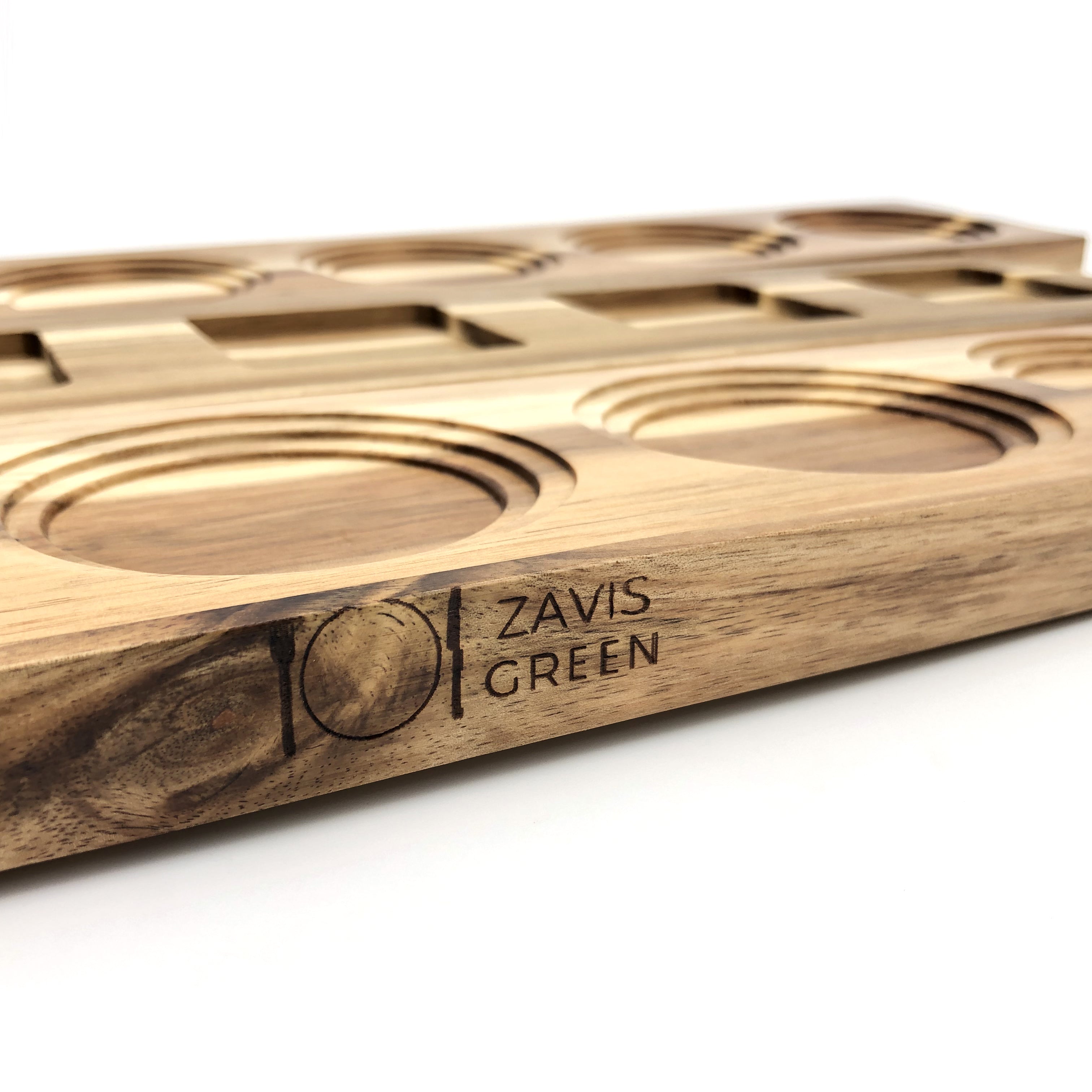 Zavis Green Acacia Wood 3 Hole Double sided Flight Board (Set of 6)