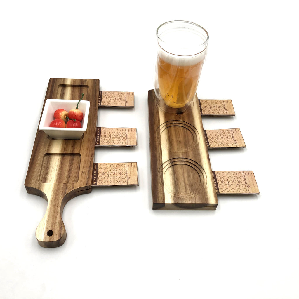 Zavis Green Acacia Wood 3 Hole Double sided Flight Board (Set of 6)