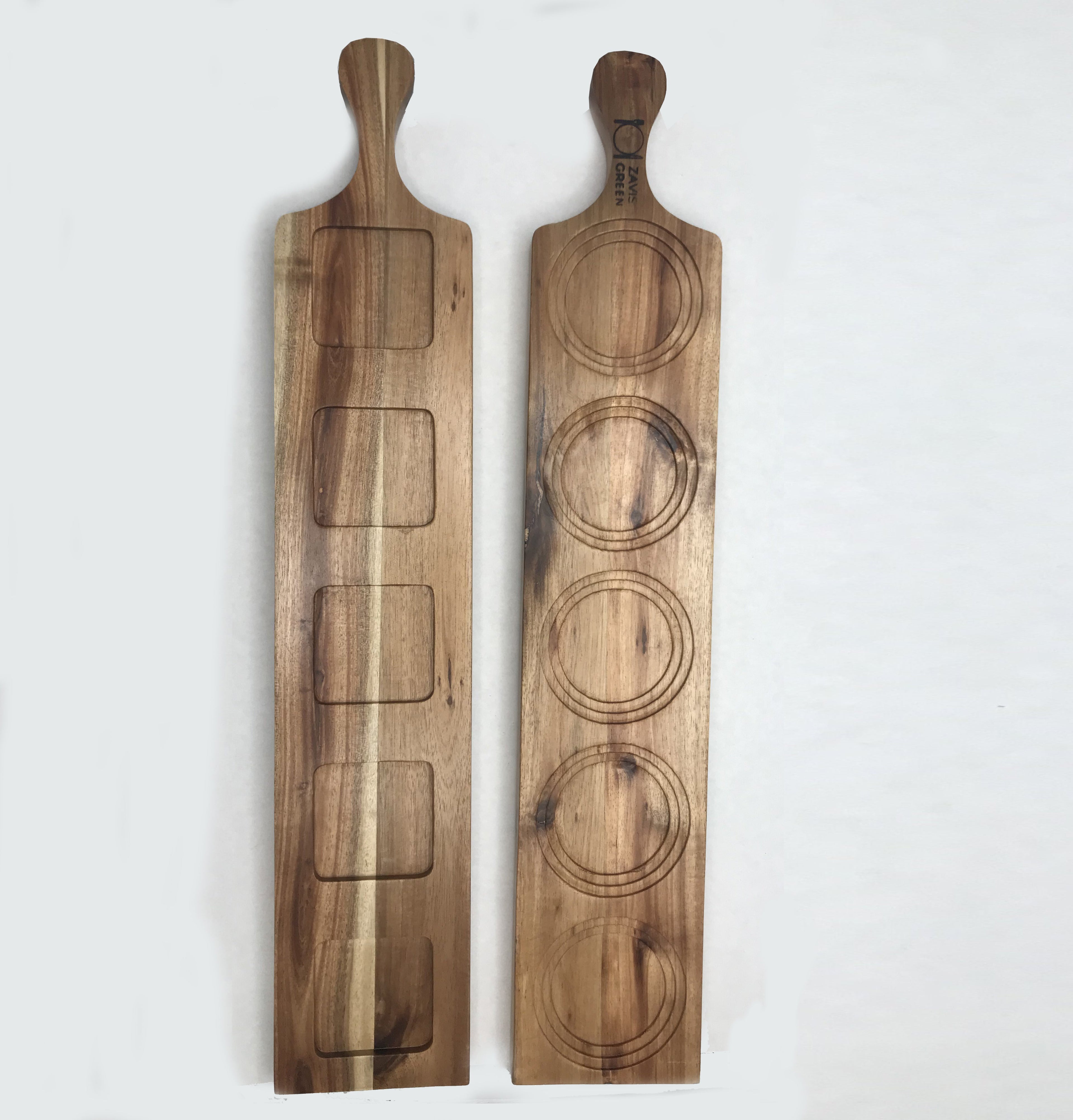 Zavis Green Acacia Wood 5 Hole Double-Sided Flight Board