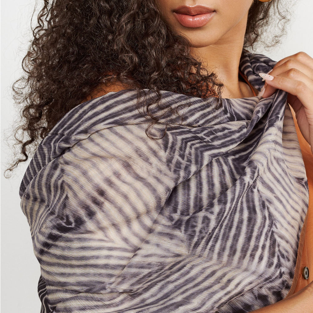 Samu Handcrafted Shibori Print Silk Chiffon Scarf