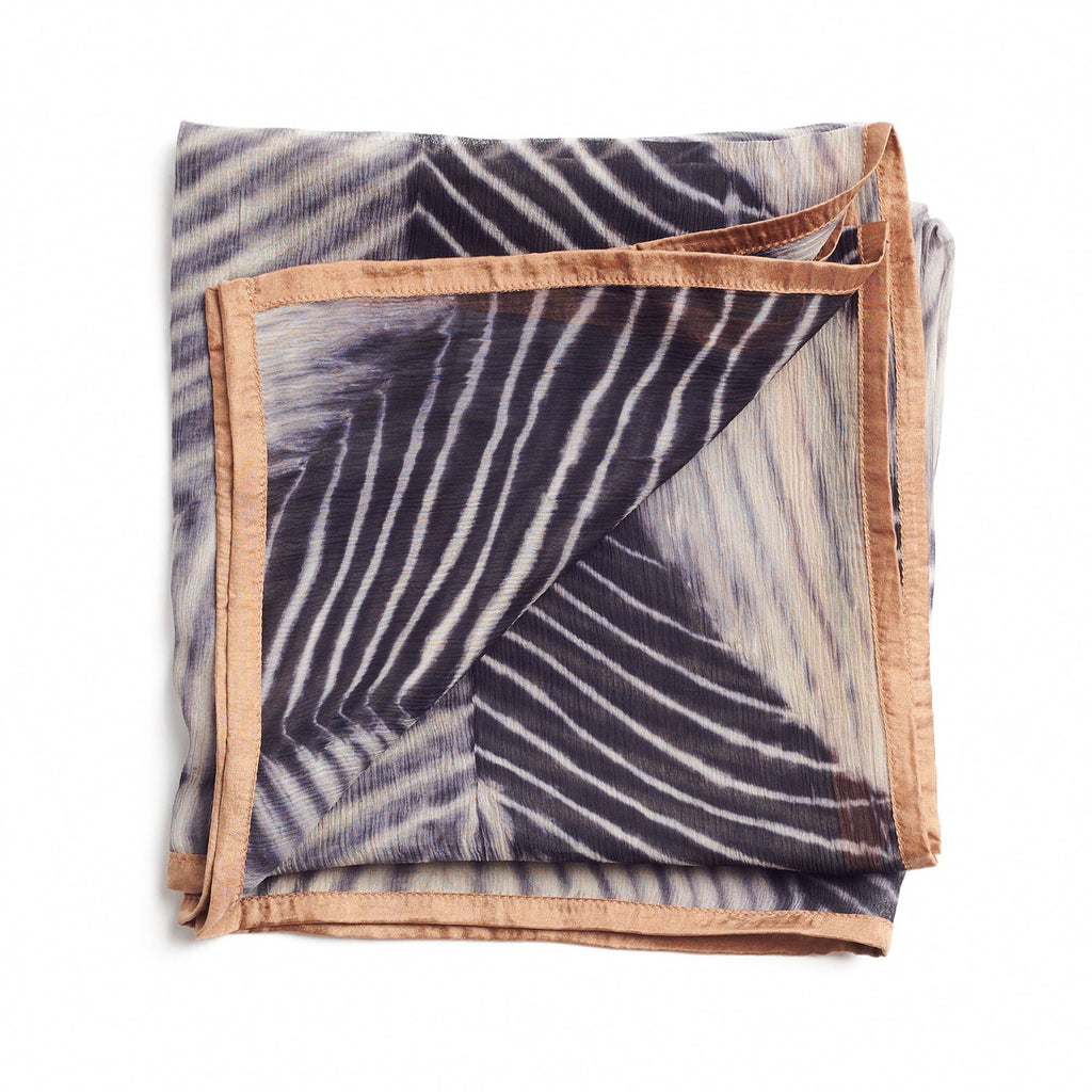 Samu Handcrafted Shibori Print Silk Chiffon Scarf