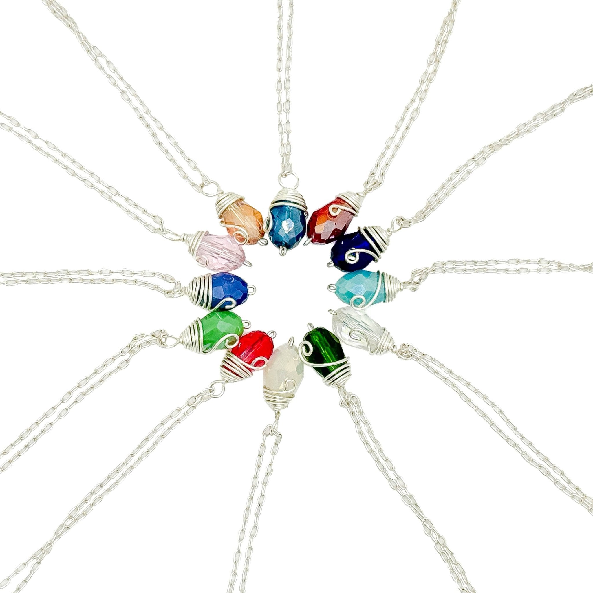 Silver Birthstone Necklace