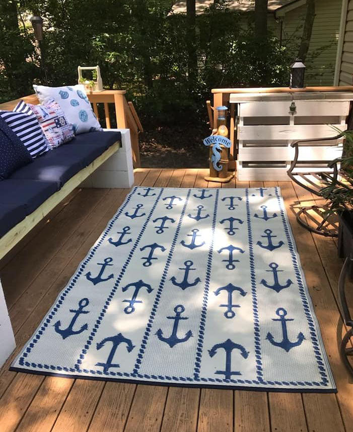 Blue & White Anchor Rug