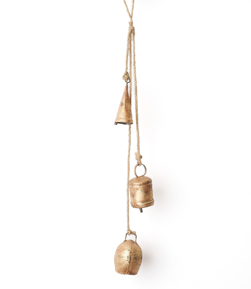 Trio Rustic Bells Cascade Hanging Wind Chime (Hand Tuned)