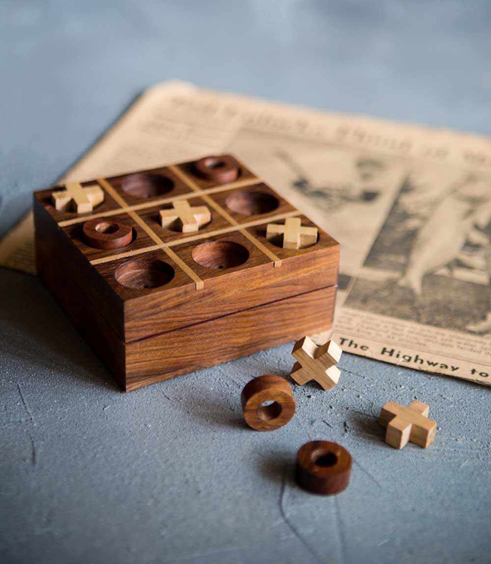Tic-Tac-Toe Travel Game Set - Handcrafted Wood