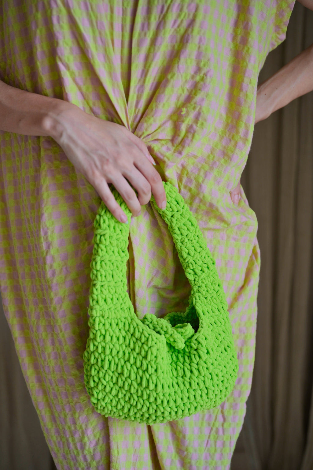 Julia Knit Clutch - Lime Green