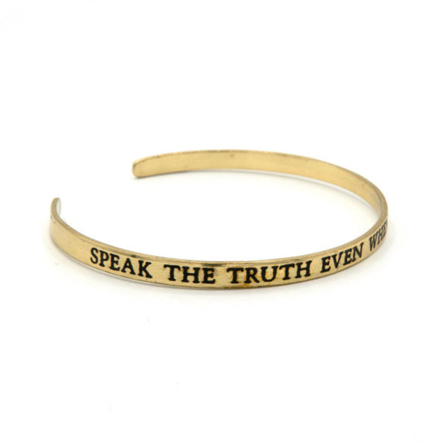 Speak The Truth Quote Cuff Bracelet