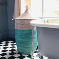 Large Two-Tone Basket - Turquoise & White