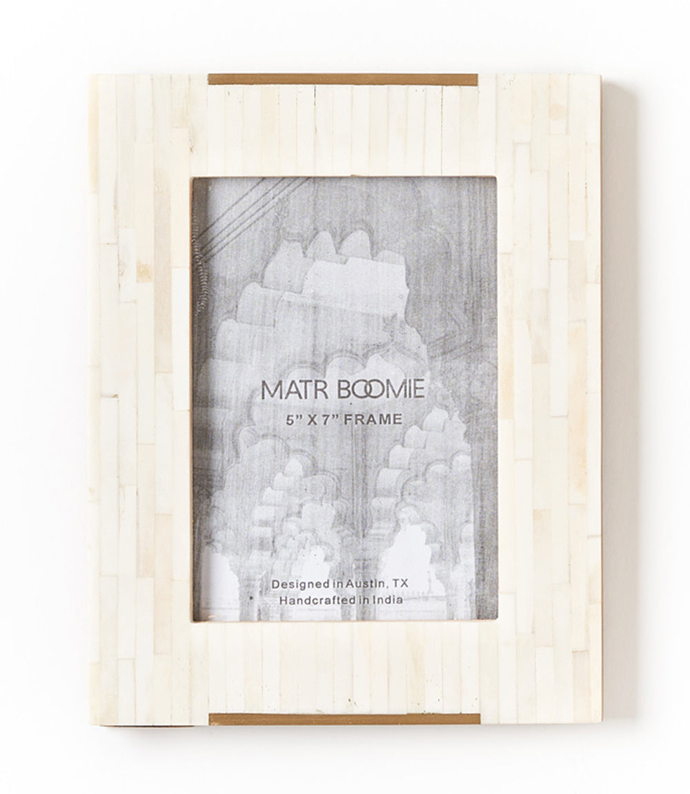 Mukhendu Picture Frame - Carved Bone, Brass Accent (5x7)