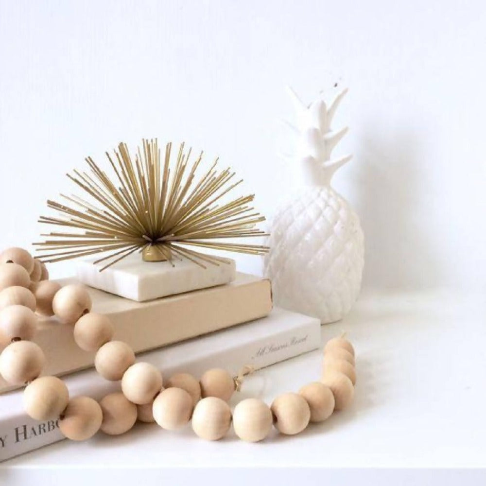 Farmhouse Wooden Beads with Jute Tassels