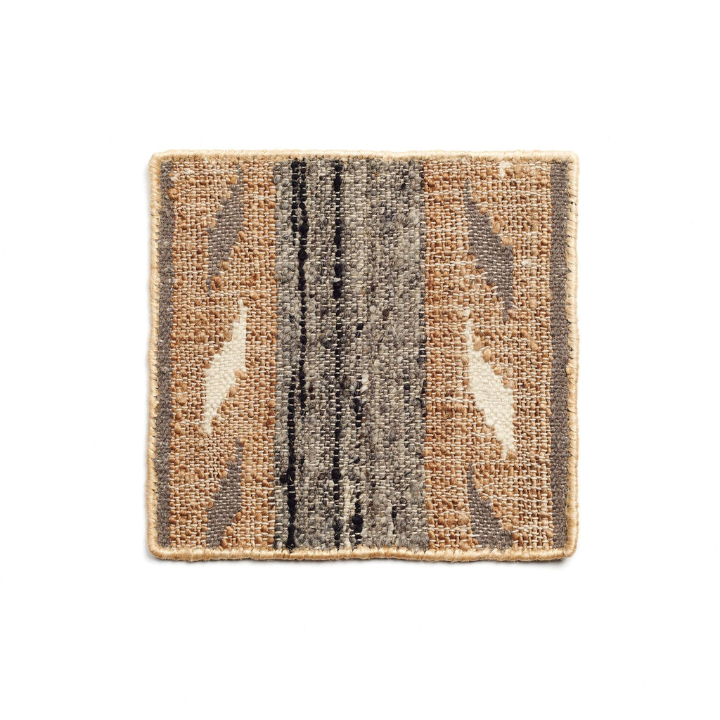 Uneven Arrows Hand Woven Wool Jute Rug - Earthy Hues