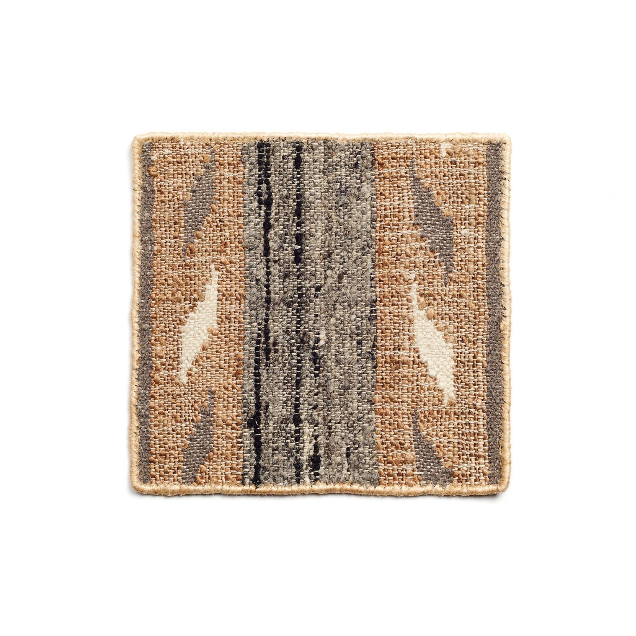 Uneven Arrows Hand Woven Wool Jute Rug - Earthy Hues