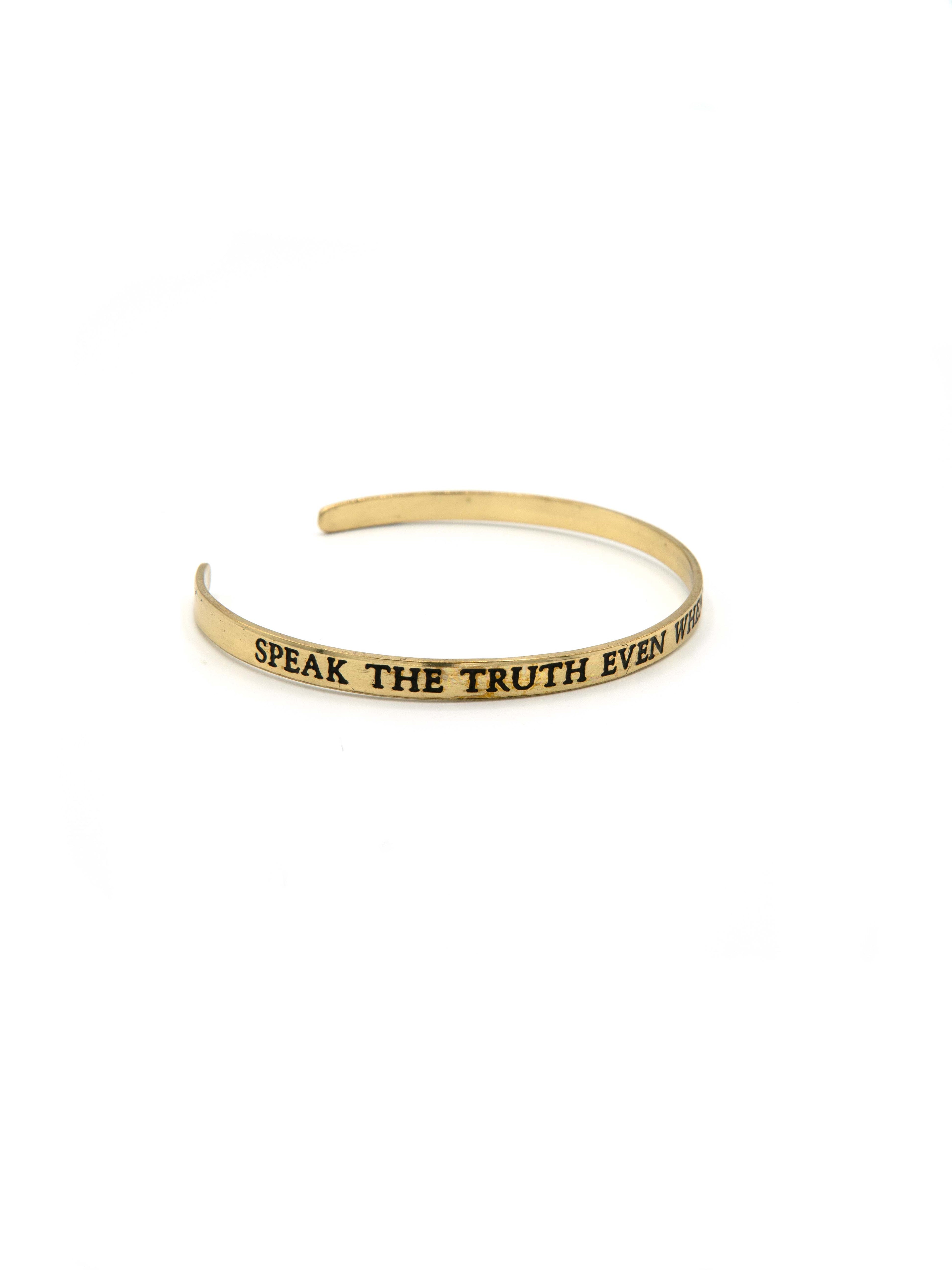 Speak The Truth Quote Cuff Bracelet