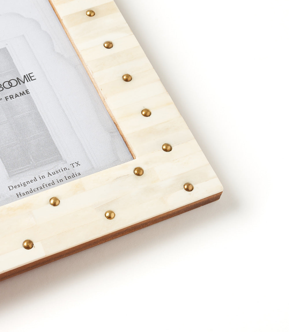 Mukhendu Carved Bone with Brass Studs Picture Frame (5x7)