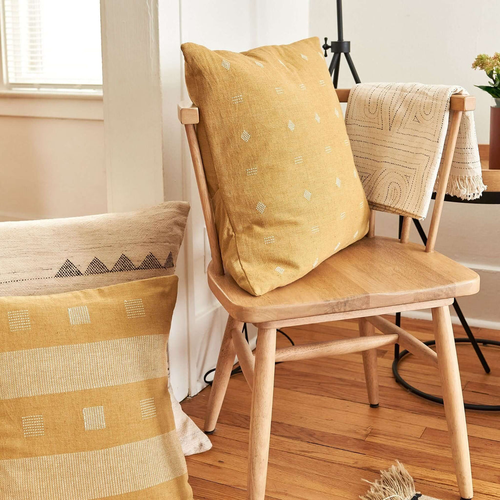 Nira Ochre Hand Spun Organic Cotton Handloom Pillow Cover