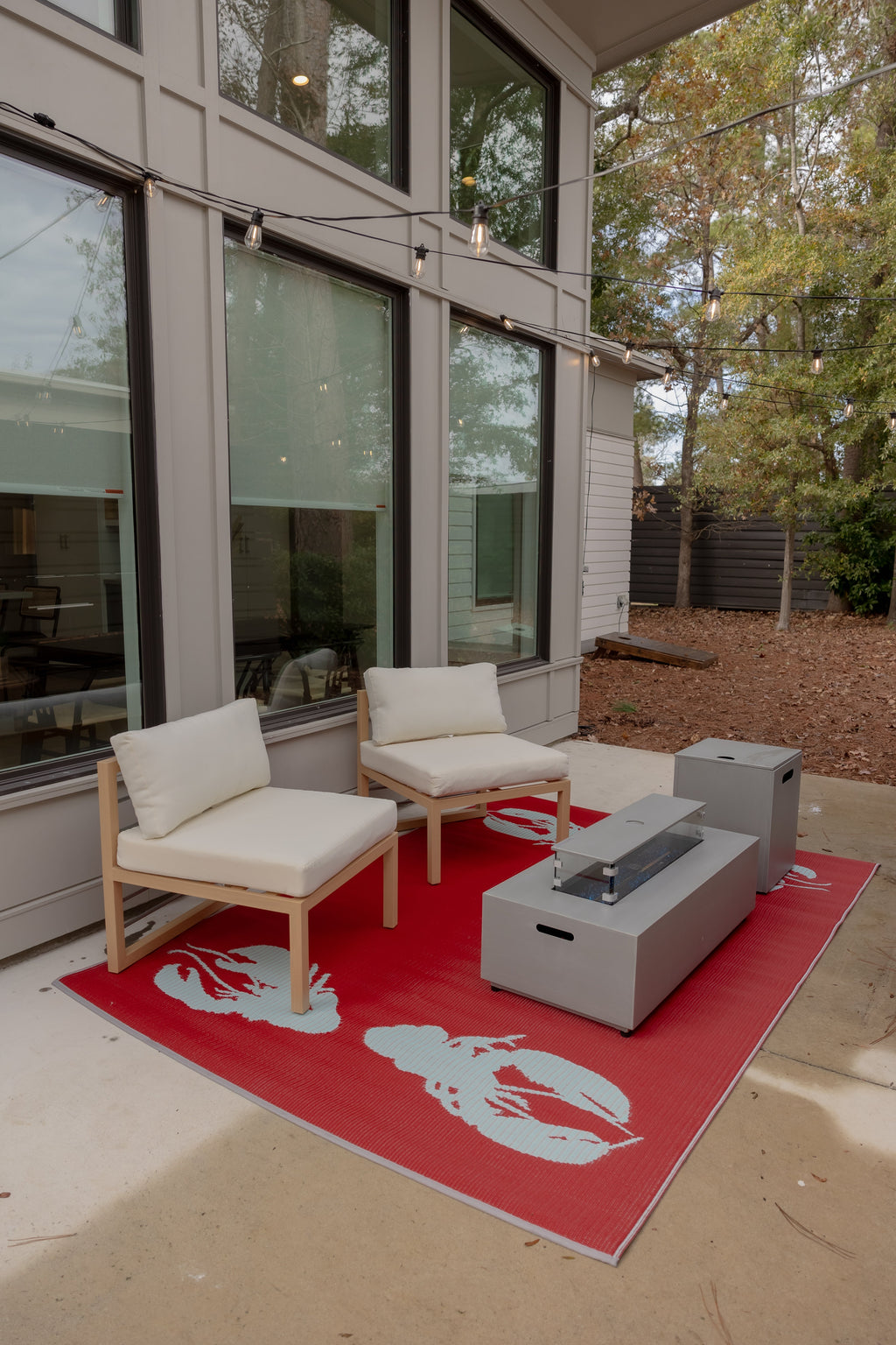 Four Lobster Red & Aqua Rug