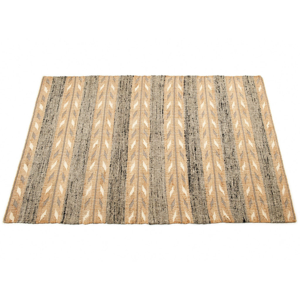 Uneven Arrows Hand Woven Wool Jute Rug - Earthy Hues