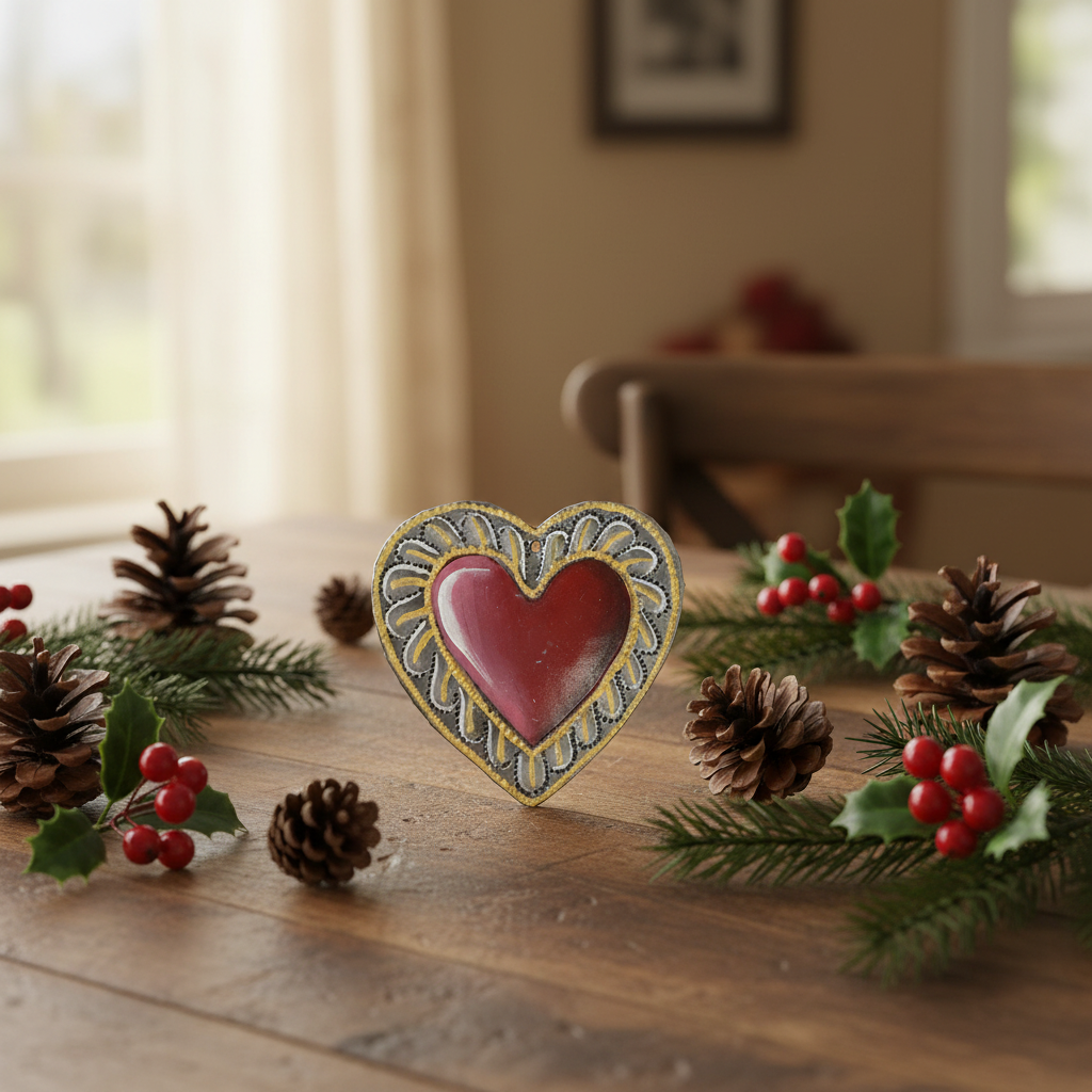 Red Painted Heart Ornament