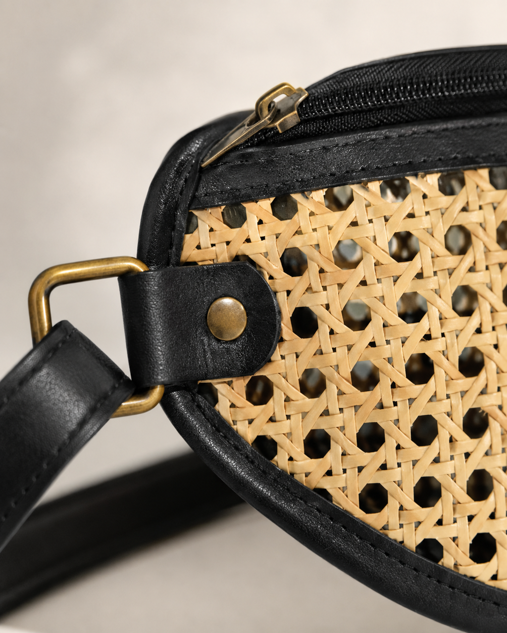 Raja Leather & Cane Sling Bag