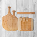 Bamboo Kitchen Collection Bundle - Two Pizza Peels, Cutting Board & Knife Strip