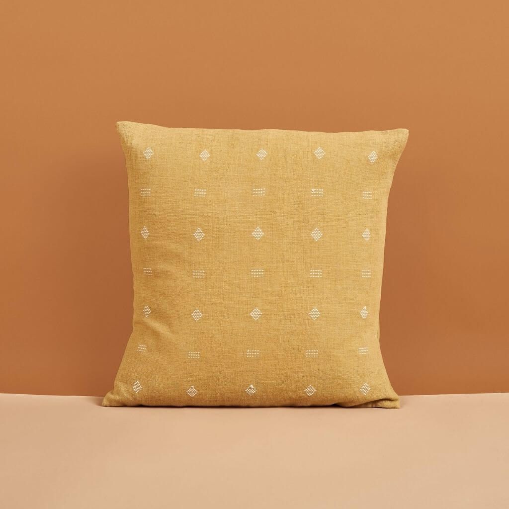 Nira Ochre Hand Spun Organic Cotton Handloom Pillow Cover