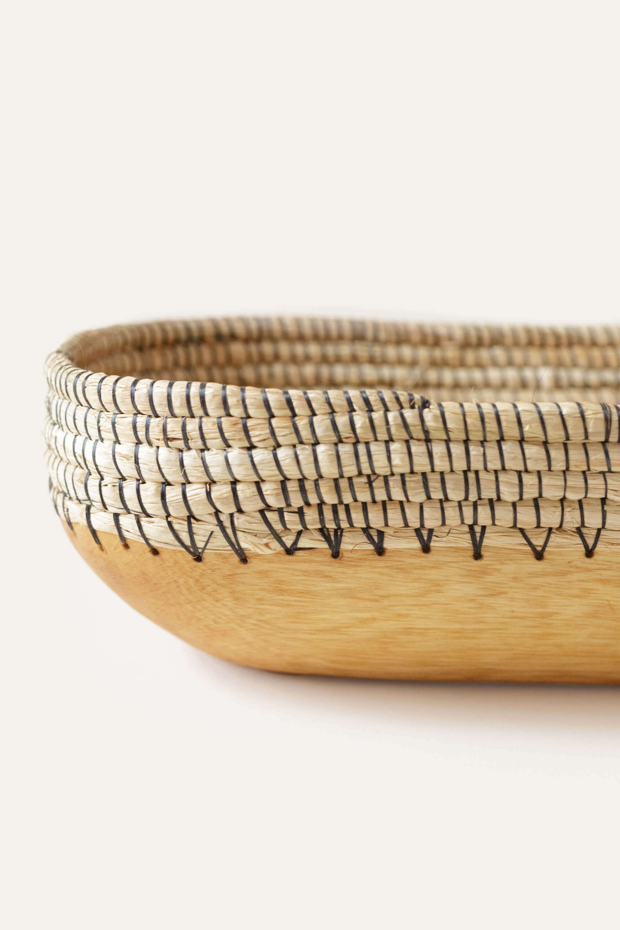 Copabu Wood & Raffia Rectangle Tray