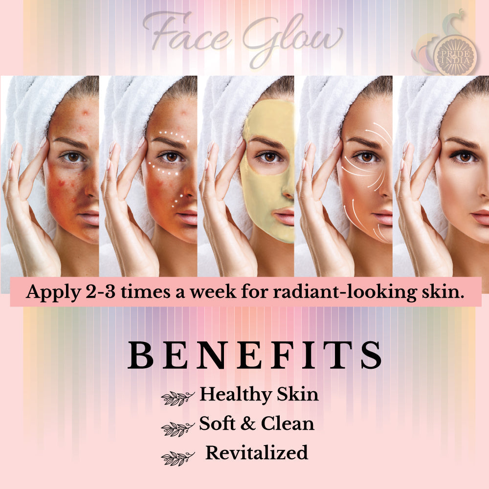 Face Glow Fuller’s Earth Rose & Aloe Vera with Reusable Brush & Tray (12 Individual Sachets of Multani Mitti - 10gm each)