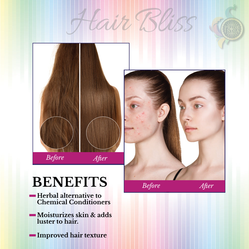 Hair Bliss Natural Shikakai Acacia Herbal Hair & Skin Conditioning Powder with Reusable Brush & Tray (12 Individual Sachets - 10gm each)