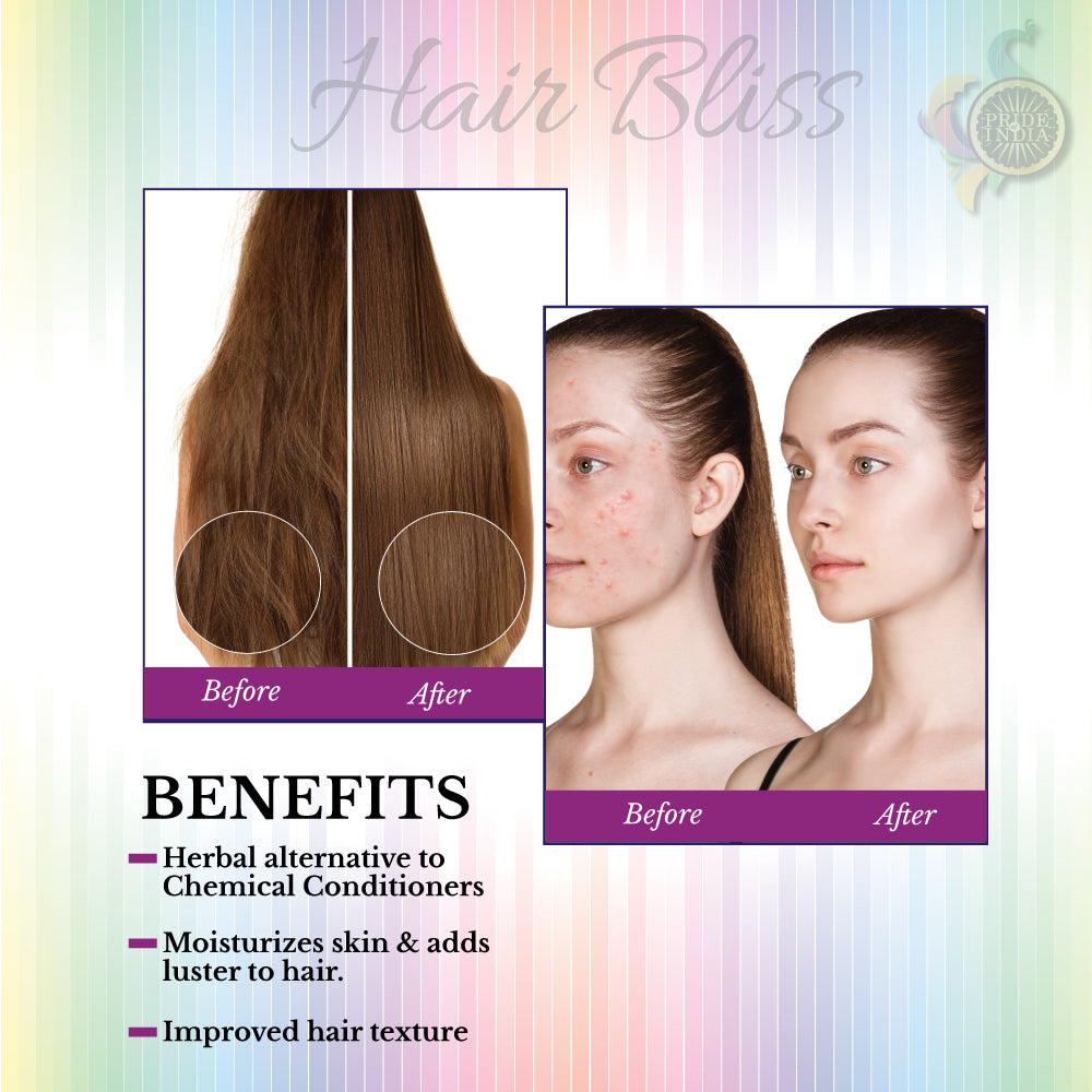 Hair Bliss Natural Brahmi Bacopa Herbal Hair & Skin Conditioning Powder with Reusable Brush & Tray (12 Individual Sachets 10gm each)