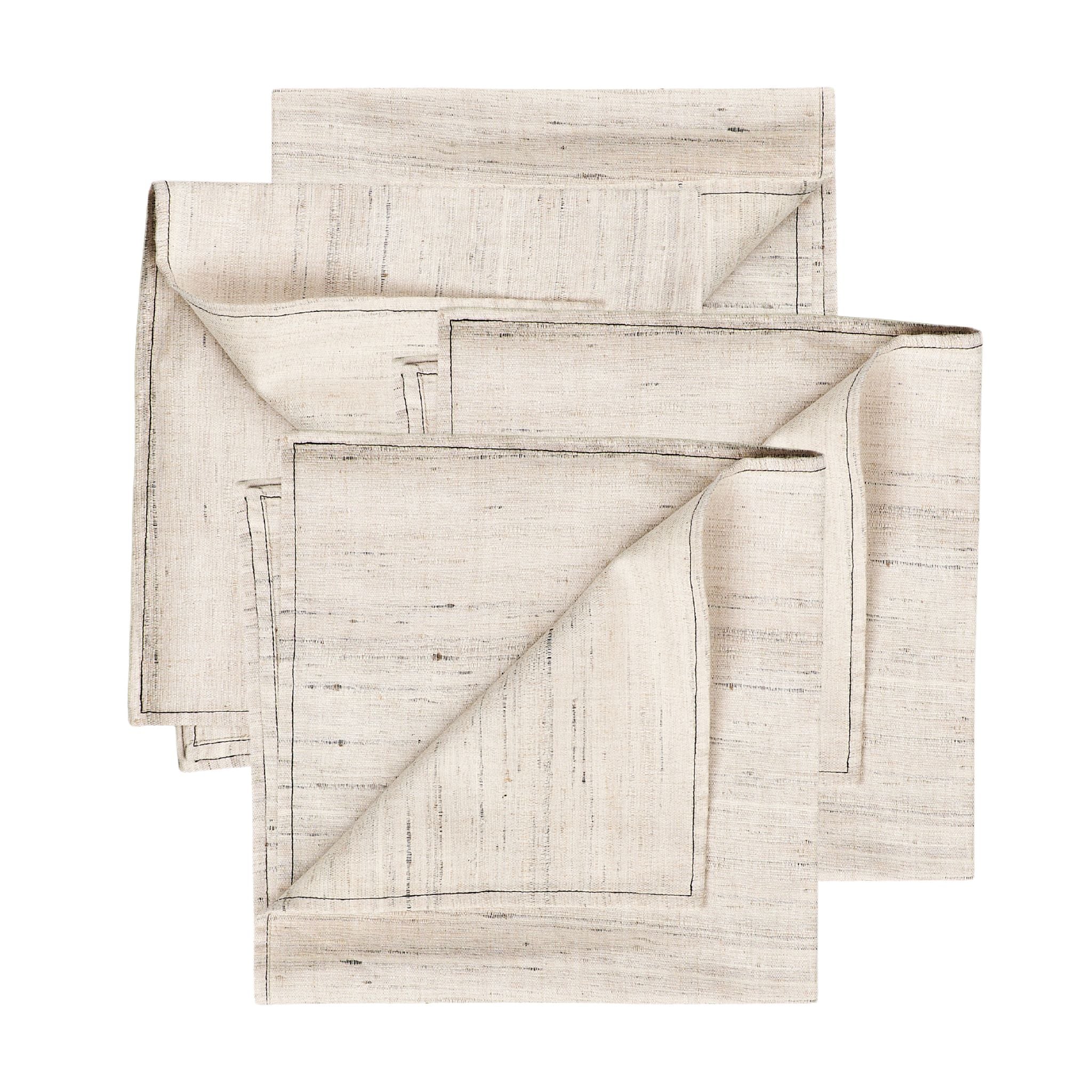 Kora Off White Peace Silk Handloom Napkin (Set of 4)
