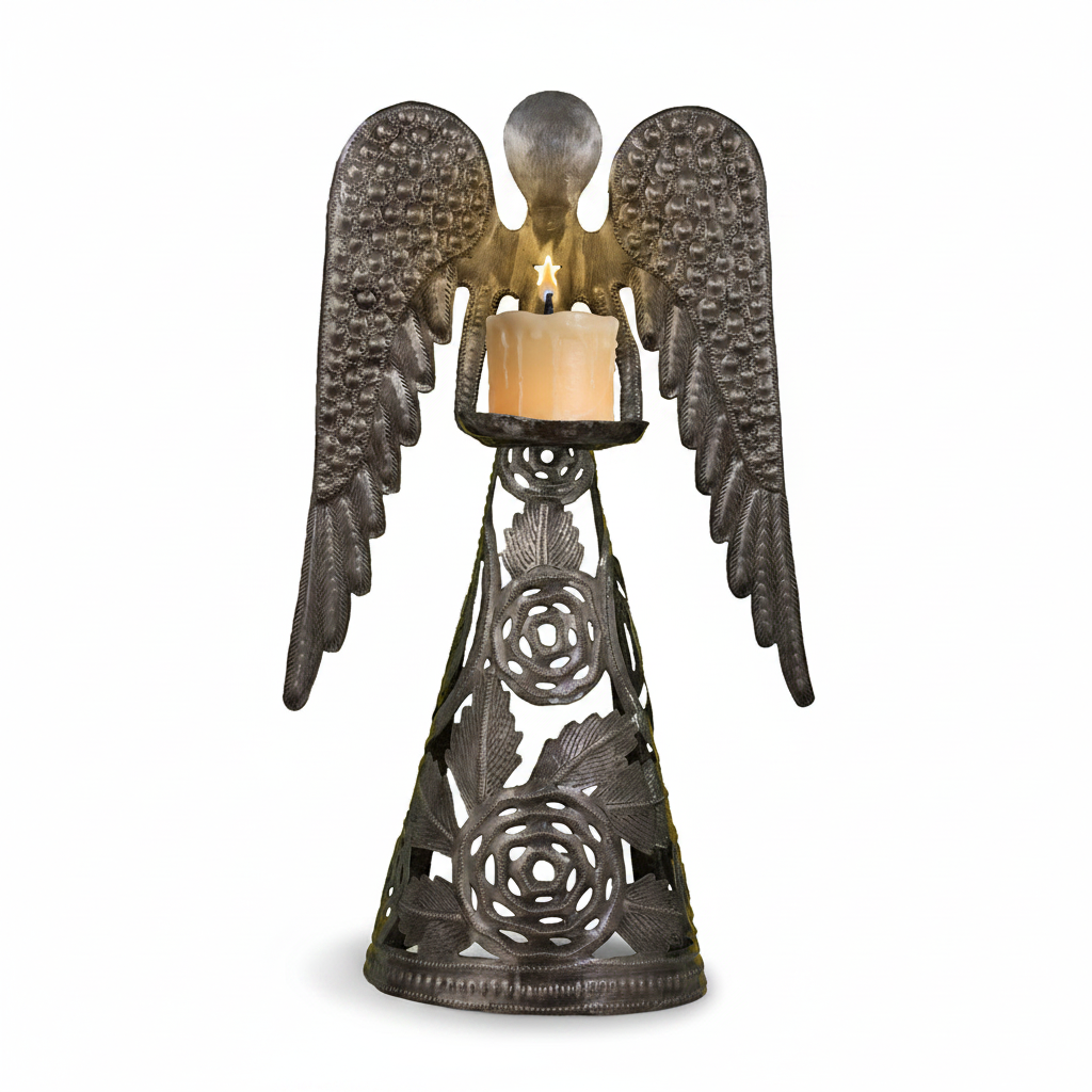 Standing Rose Angel Candle Holder