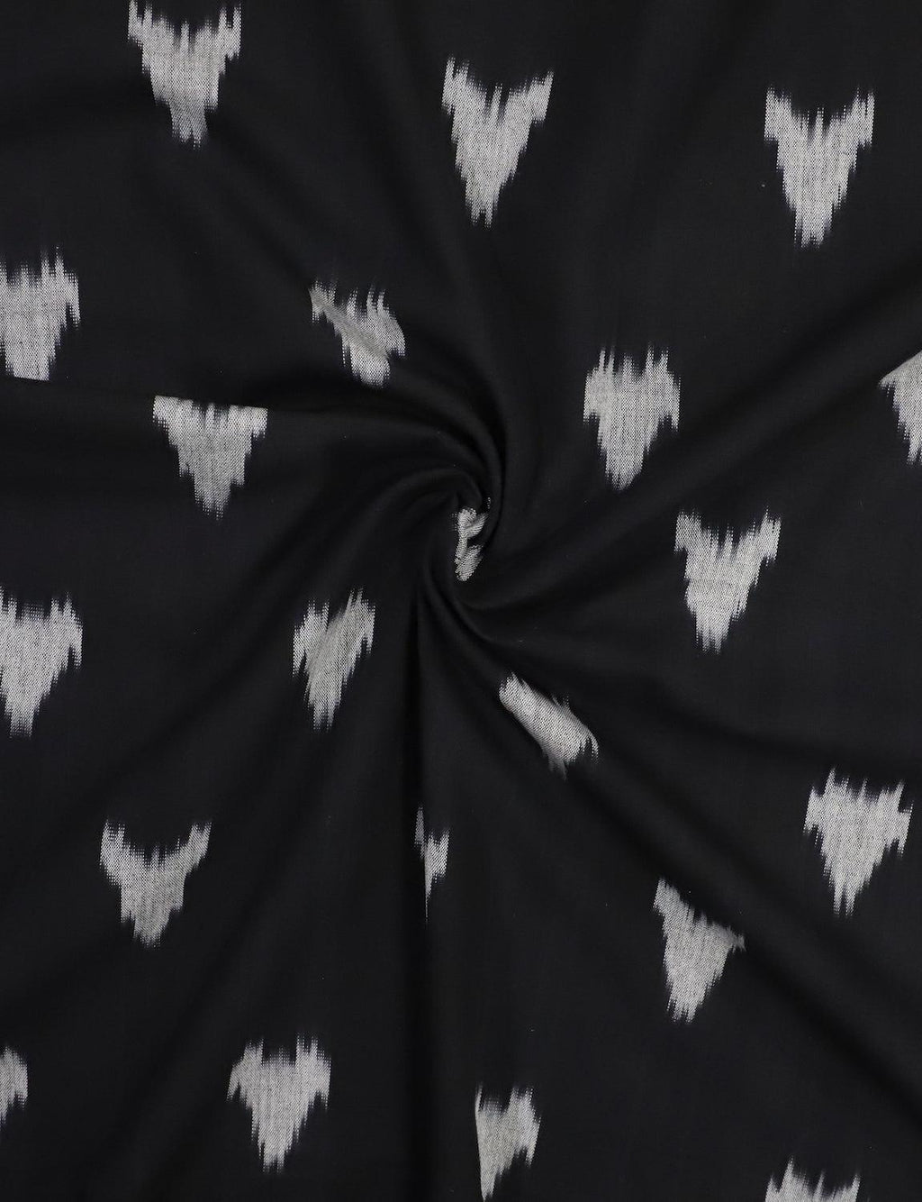 Black White Ikat Handwoven Cotton Fabric by the Yard