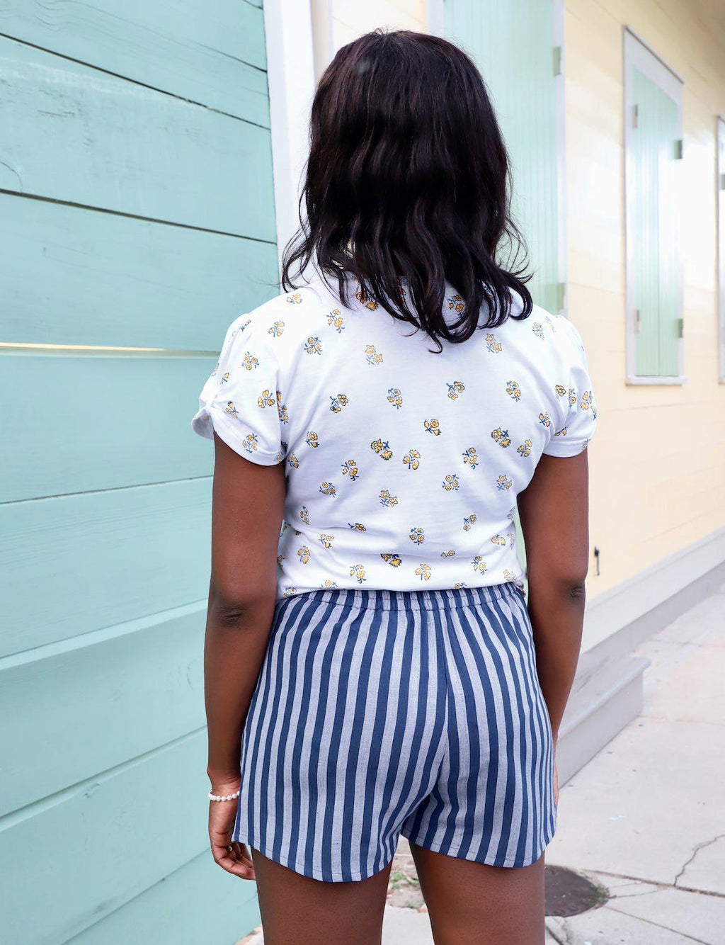Blue Bayou Striped Organic Cotton Shorts