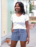 Blue Bayou Striped Organic Cotton Shorts