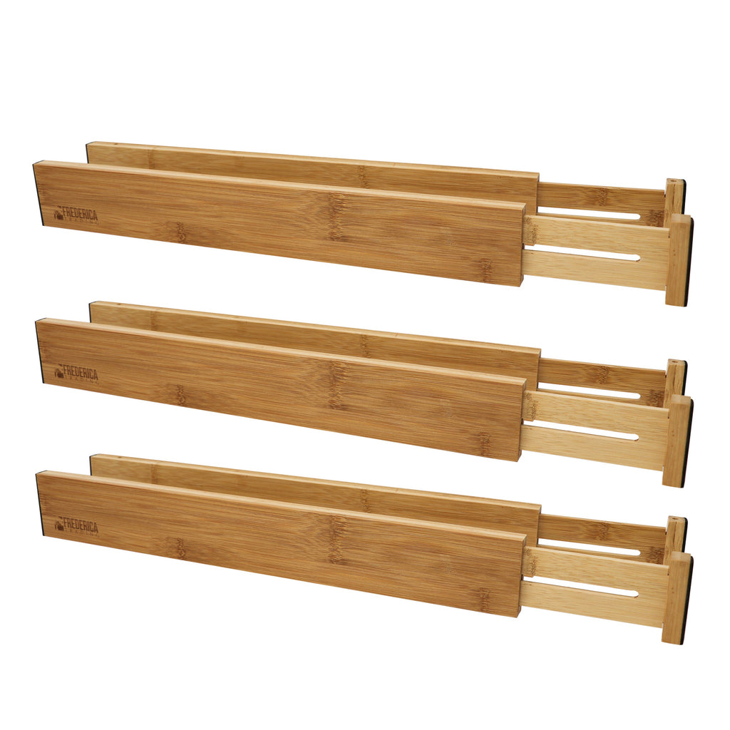 Bamboo Adjustable & Stackable Spring-Loaded Drawer Organizer