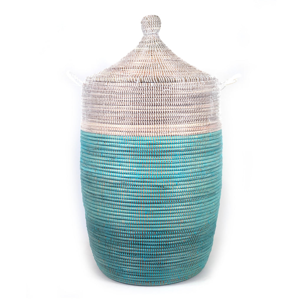 Large Two-Tone Basket - Turquoise & White